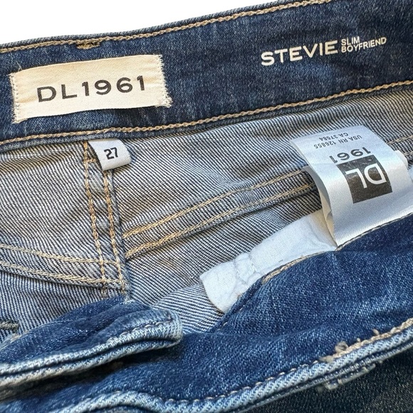DL1961 Stevie Mid Rise Silm Boyfriend Cuffed Jeans in Rebel, Sz 27 - Picture 13 of 14